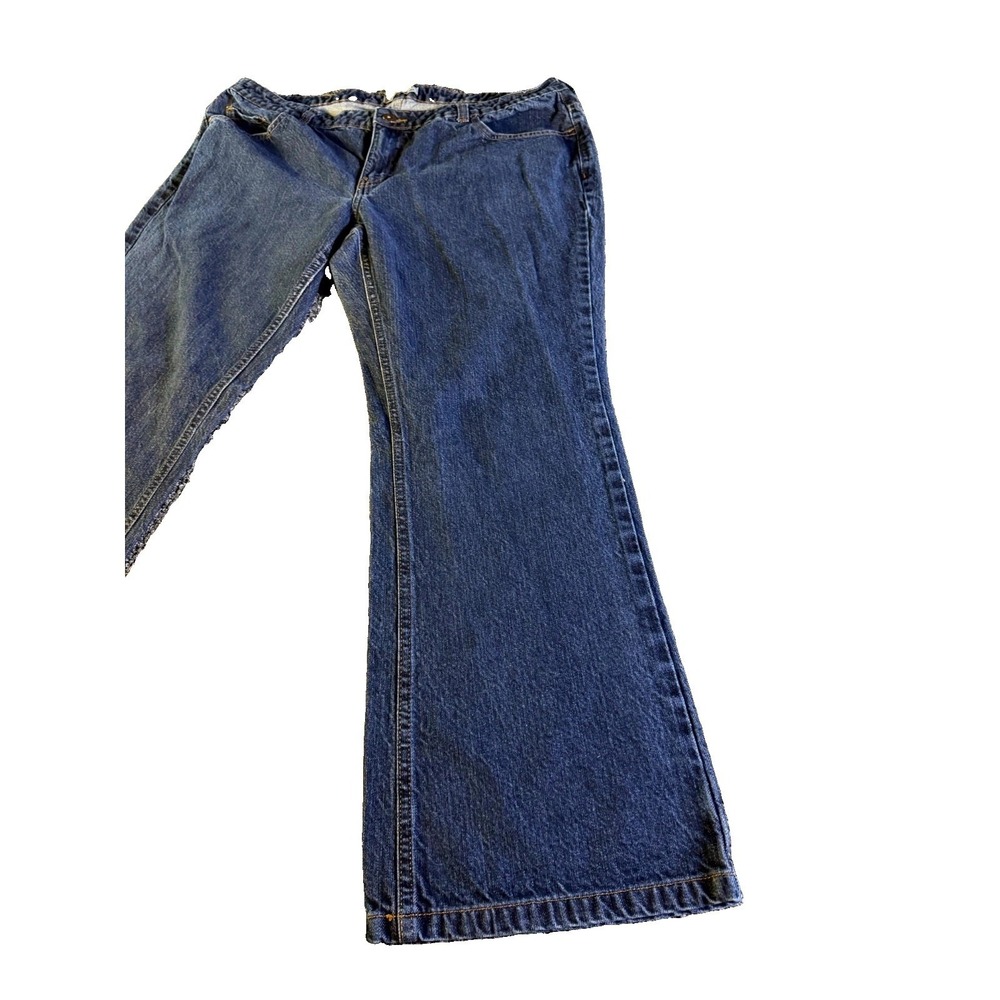 Dickies Bootcut Jeans Womens 14x28 Blue Denim Logo Cotton Relaxed Fit Dark Wash - Picture 9 of 15